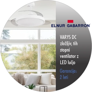 stropni ventilator VARYS DC z LED lučjo in zložljivimi lopaticami